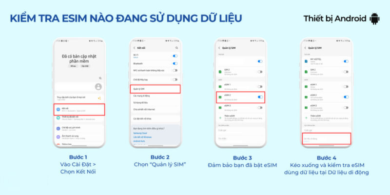 Cách Kiểm Tra eSIM Đang Sử Dụng Dữ Liệu Android