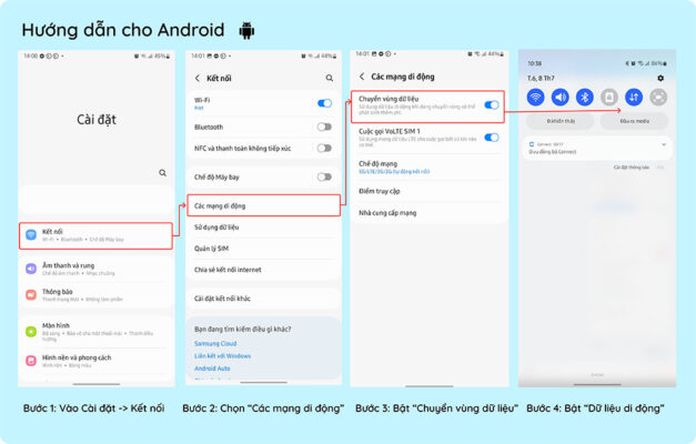 Hướng Dẫn Sử Dụng Sim 4G Du Lịch – Bật Chuyển Vùng Dữ Liệu Android