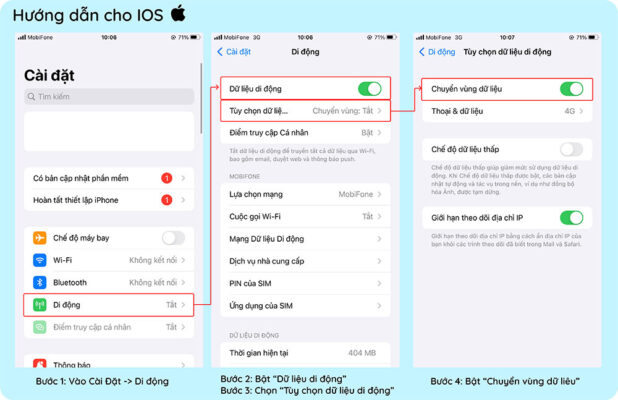 Hướng Dẫn Sử Dụng Sim 4G Du Lịch – Bật Chuyển Vùng Dữ Liệu IOS